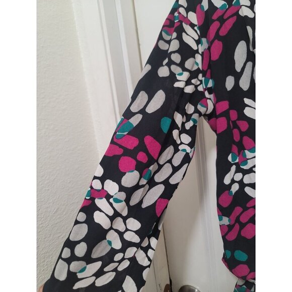 Tesori Womens Multicolor Floral Print Drape V-Neck Silky Top Size XL - Picture 7 of 11